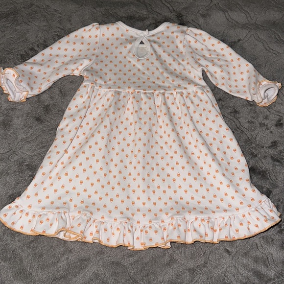 Magnolia Baby Candy Corn Halloween Dress w/ Jack-O-Lantern Appliqué Size 6m - Picture 4 of 4